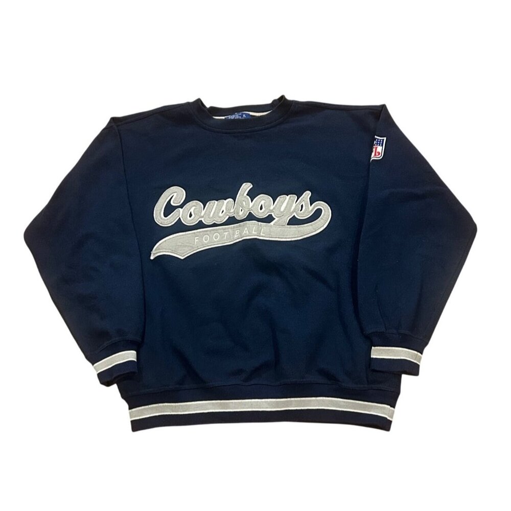 Vintage 1990's Starter Dallas Cowboys NFL Tail Sweep Crewneck Sweatshirt Blue XL